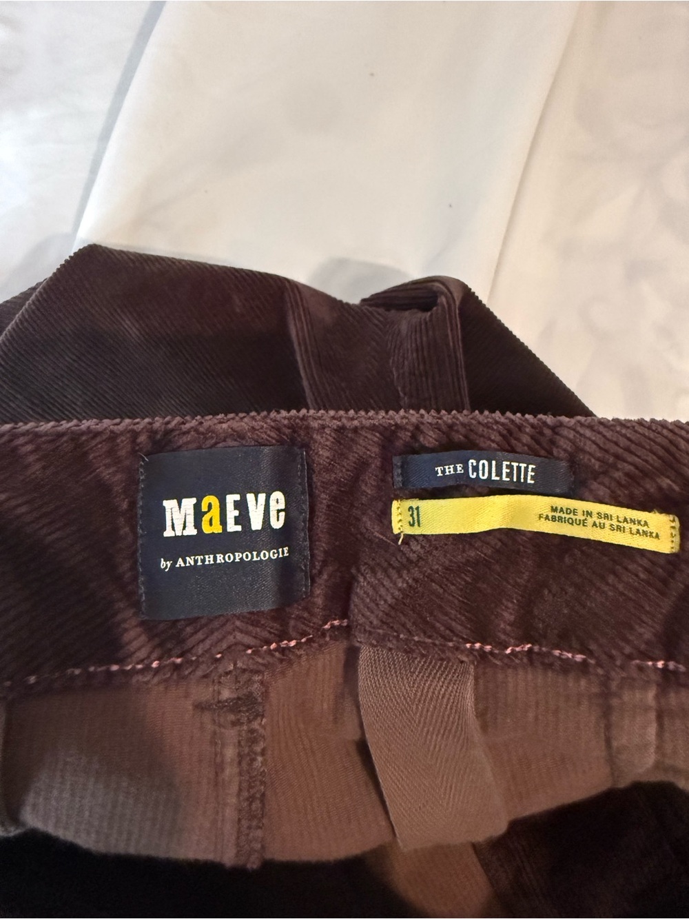 Maeve Anthropologie Colette Corduroy Pants 31 Brown Ultra High Rise Wide Leg - Picture 5 of 7
